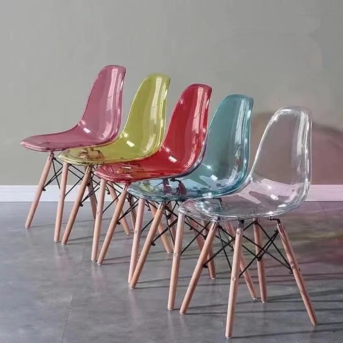 EAMES Acrylic  MODERN PLASTIC CHAIRS WITH WOODEN LEG EAMES CREATIVE HOME AND OFFICE USE EAMES CHAIR