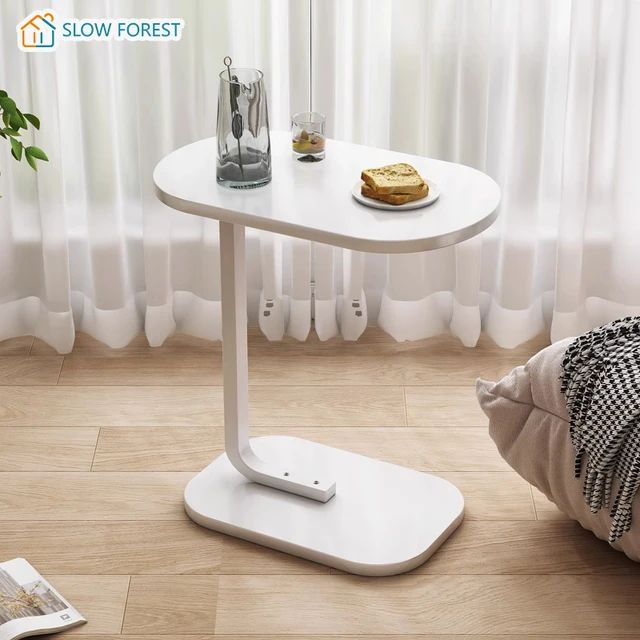 C-Shaped Night Stand Side End Table Beside Sofa For Bedroom White Stools with Storage Shelf Easy Assemble Table For Living RoomSmall coffee table tea table mini sofa side cabinet light luxury beds