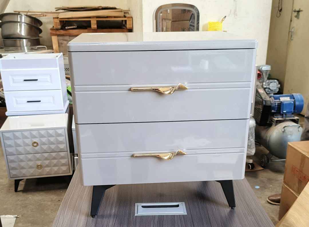 Nordic luxury bedside cabinet Marble texture 2 drawers with Large capacity drawer storage Size (L45cm W35cm H50cm)