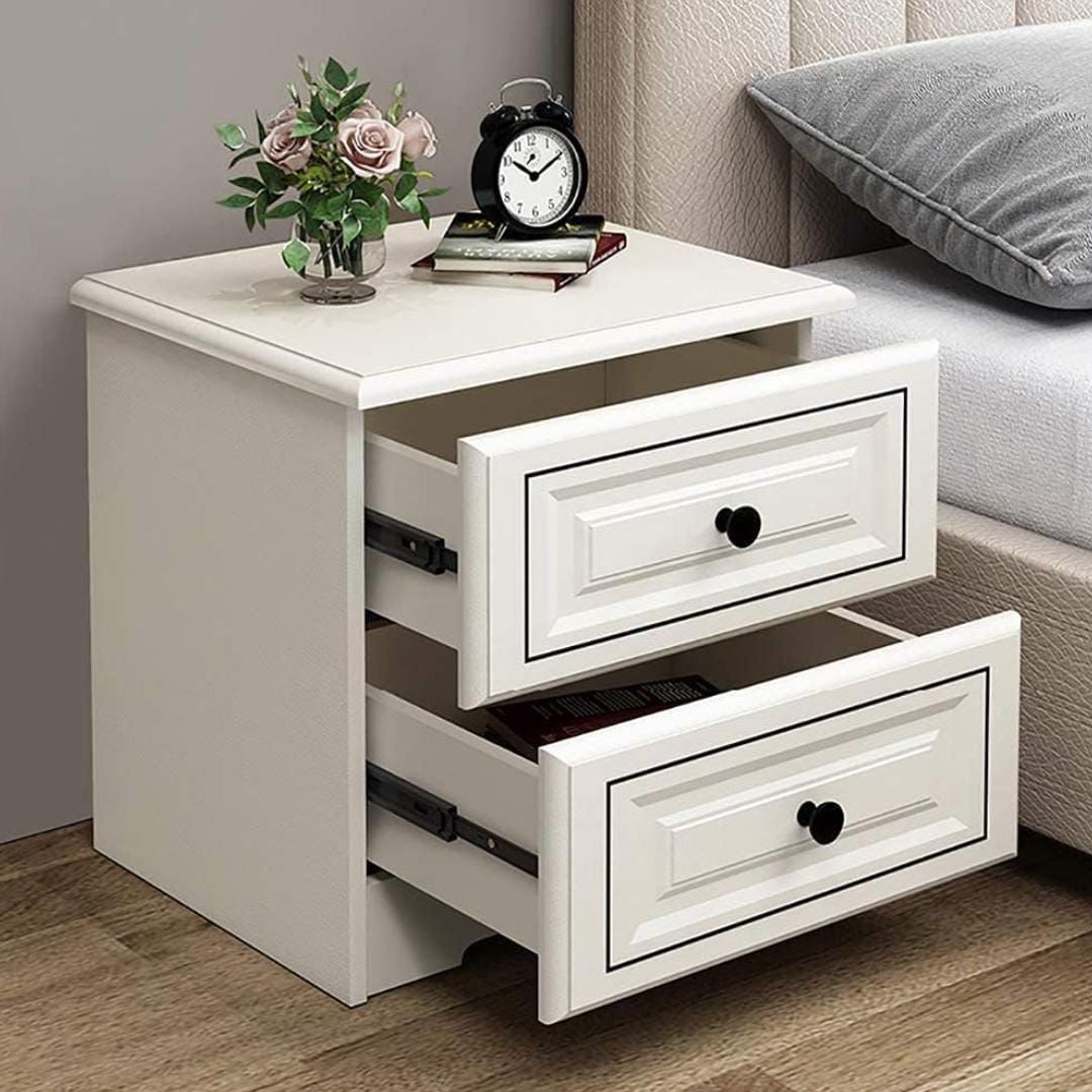 Nordic luxury bedside cabinet Marble texture 2 drawers with Large capacity drawer storage Size (L45cm W35cm H50cm)