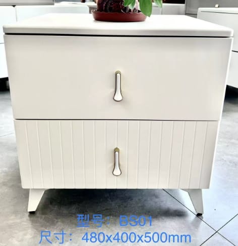 Nordic luxury bedside cabinet Marble texture 2 drawers with Large capacity drawer storage Size (L45cm W35cm H50cm)