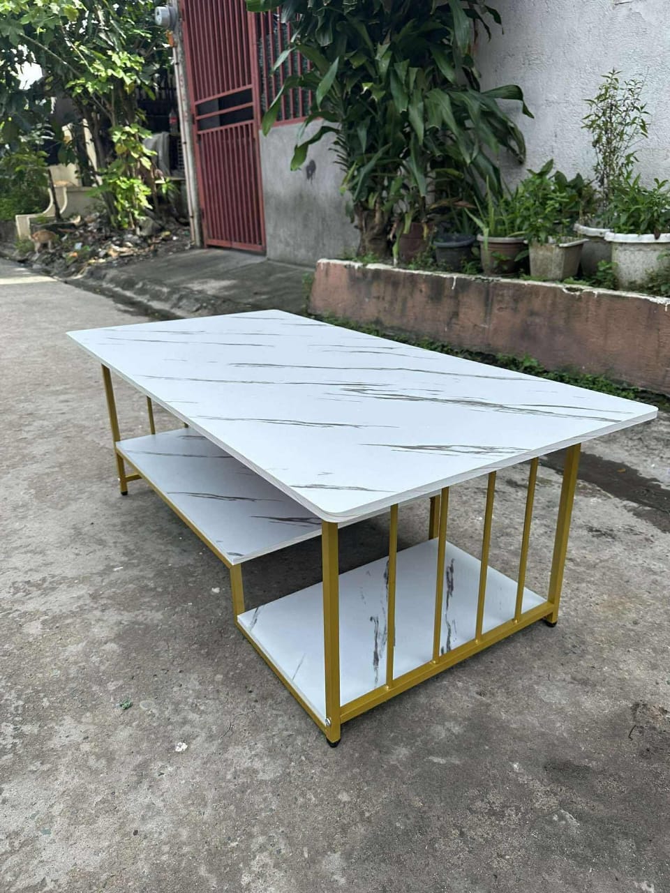 WHITE MDF marble effect pattern coffee table  Kitchen & Dining Room Furniture