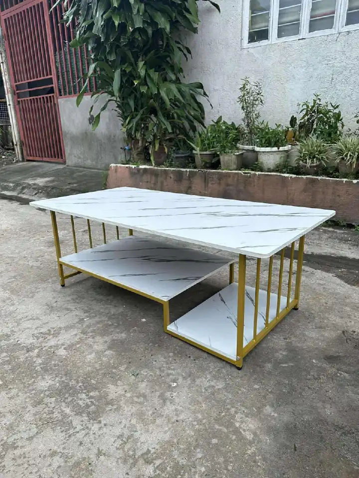 WHITE MDF marble effect pattern coffee table  Kitchen & Dining Room Furniture