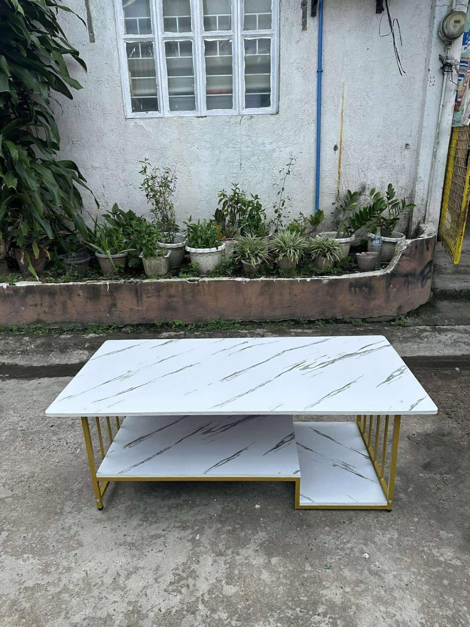 WHITE MDF marble effect pattern coffee table  Kitchen & Dining Room Furniture