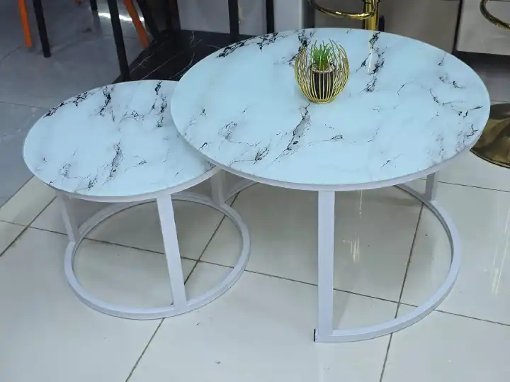 Nesting Bree Nordic luxury coffee table 2 in 1 tables Marble effect,Tempered Glass Effect Dining Room Furniture Nesting Nordic luxury coffee table