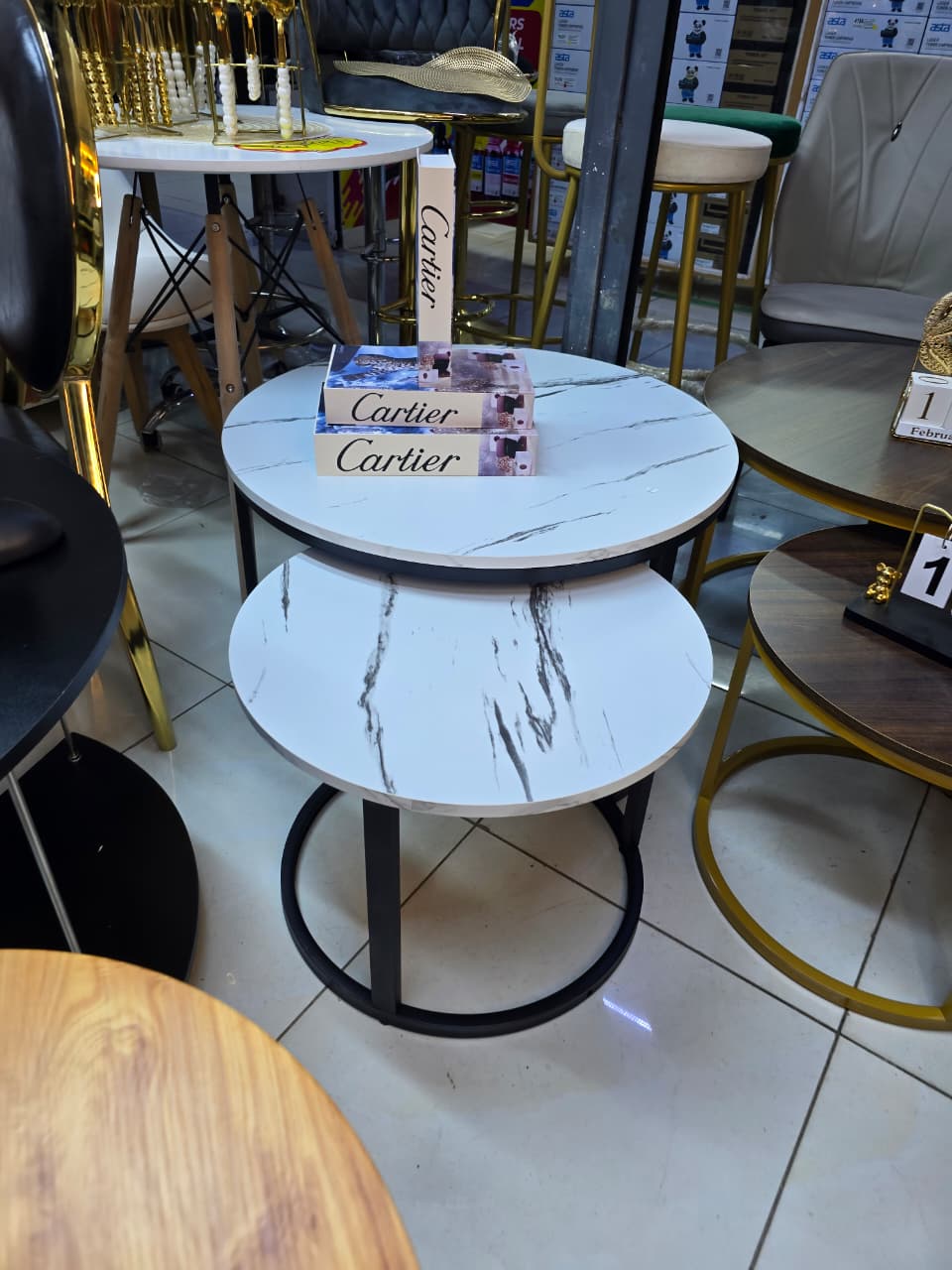 Nesting Bree marble effect Nordic luxury coffee table 2 in 1 tables Marble,WOODEN Effect Dining Room Furniture Nesting Nordic luxury coffee table