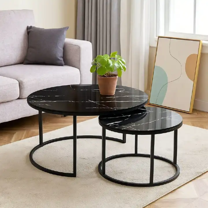 Nesting Bree marble effect Nordic luxury coffee table 2 in 1 tables Marble,WOODEN Effect Dining Room Furniture Nesting Nordic luxury coffee table