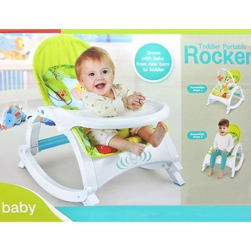 2-in-1 Baby Rocker & Dining Chair | Portable Reclining Infant Seat to Toddler Rocker | Adjustable Kickstand & Feeding Table