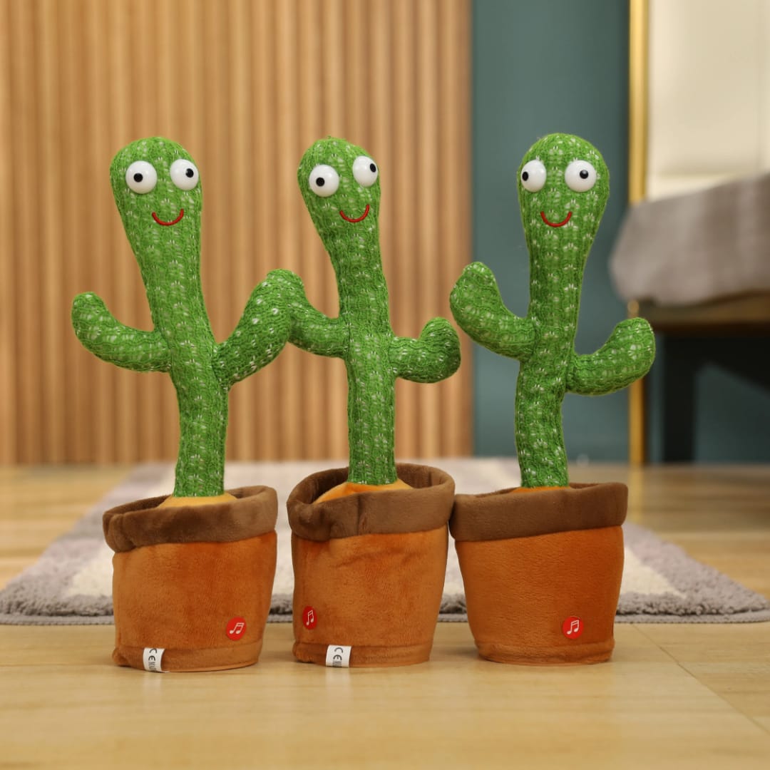 Talking & Dancing Cactus Toy – Interactive Musical Plush with Recording & LED Lights