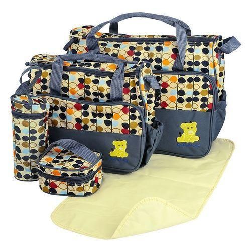 5-Piece Deluxe Diaper Bag Set – Multi-Functional Baby Travel Organizer with Insulated Bottle Holder & Changing Pad