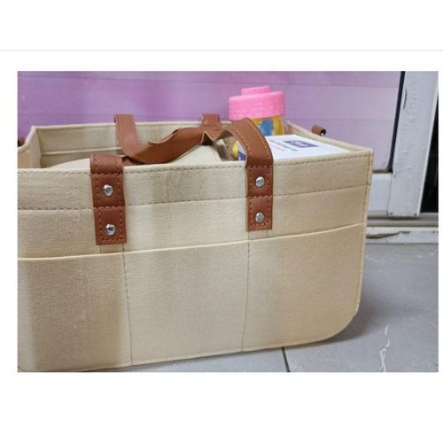 Premium Felt Baby Diaper Caddy Organizer - Portable Nursery Storage Bin with Interchangeable Compartments - Multi-Purpose Tote for Diapers, Wipes, and Toys