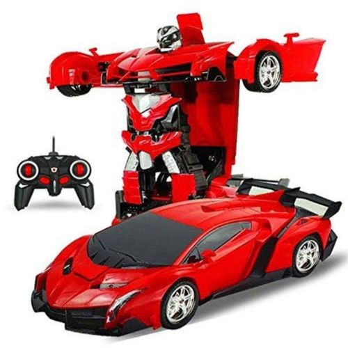 RechargeableTransforming Remote control RC Robot Car generate good tittle and discription, LED headlights ,rechargeable battery pack and USB charging cable,