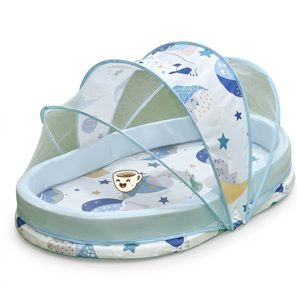 Fashion Portable Baby Co-sleeper Nest with Protective Mosquito Net & Padded Mattress (Print may Vary)