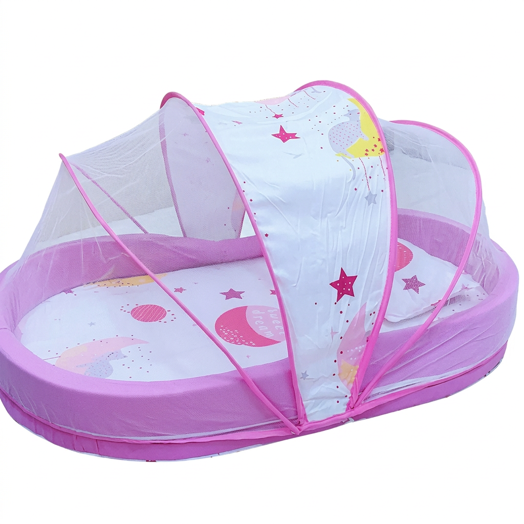Fashion Portable Baby Co-sleeper Nest with Protective Mosquito Net & Padded Mattress (Print may Vary)