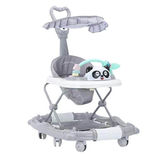 Fashion 868Y 3-in-1 Baby Walker with Parent Push Handle, Sun Canopy & Musical Panda Tray