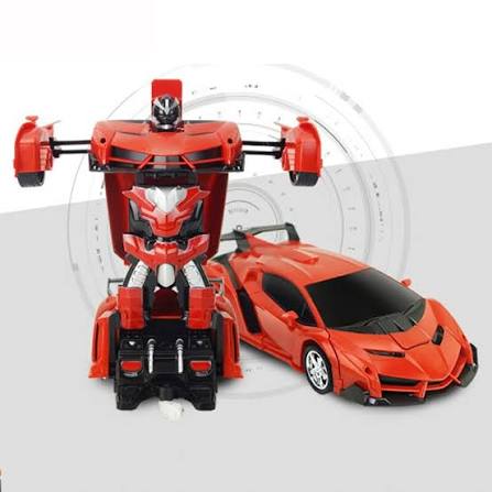 RechargeableTransforming Remote control RC Robot Car generate good tittle and discription, LED headlights ,rechargeable battery pack and USB charging cable,