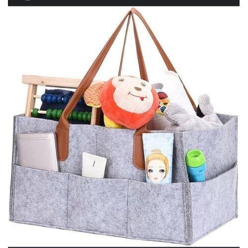 Premium Felt Baby Diaper Caddy Organizer - Portable Nursery Storage Bin with Interchangeable Compartments - Multi-Purpose Tote for Diapers, Wipes, and Toys
