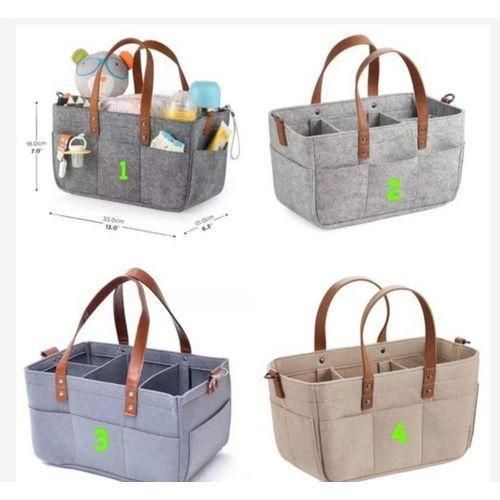 Premium Felt Baby Diaper Caddy Organizer - Portable Nursery Storage Bin with Interchangeable Compartments - Multi-Purpose Tote for Diapers, Wipes, and Toys