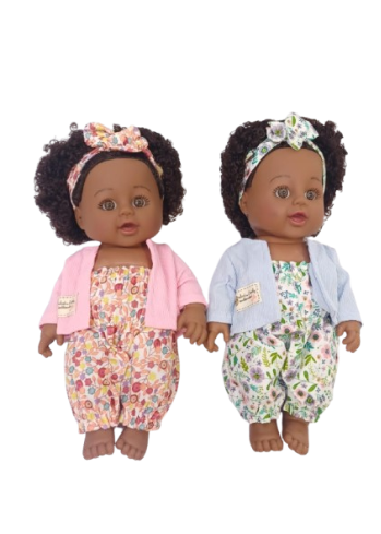 Realistic African American Twin Baby Dolls – Deluxe 2-Piece Floral Set