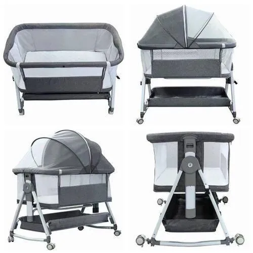4-in-1 Adjustable Baby Bassinet & Bedside Sleeper with Canopy
co sleeper bassinet with wheels mosquito net adjustable height 5 levels rocking mode matres