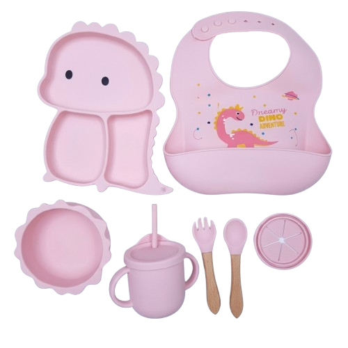 8-Piece Silicone Baby Feeding Essentials Set | Complete Self-Feeding & Weaning Kit