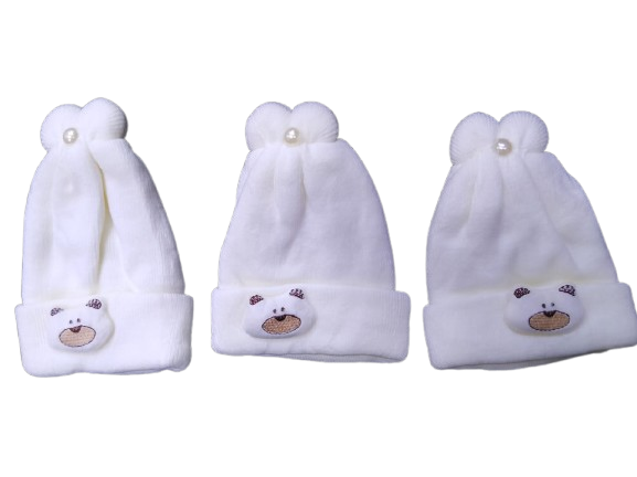 3-Piece Newborn Baby "Marvin" Hat Set | Soft Cotton & Wool Blend Cap