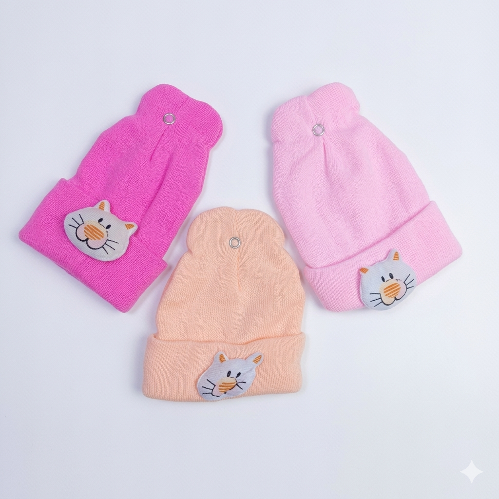 3-Piece Newborn Baby "Marvin" Hat Set | Soft Cotton & Wool Blend Cap