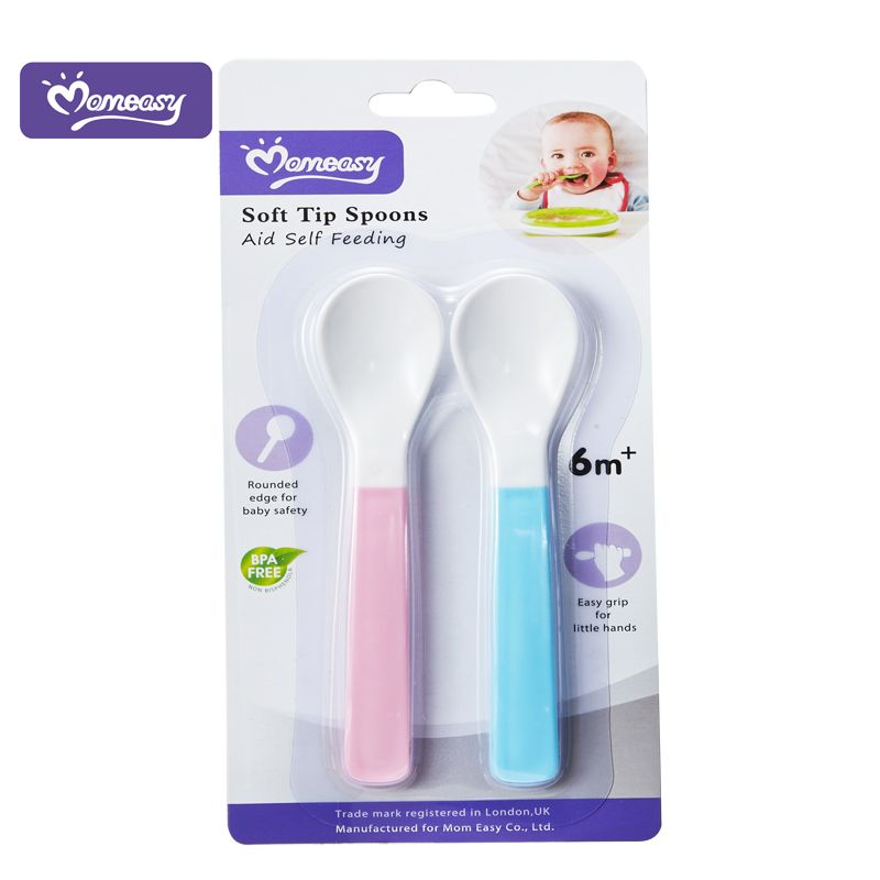 Momeasy 2-Pack Soft Silicone Feeding Spoons | BPA-Free Baby Weaning Set