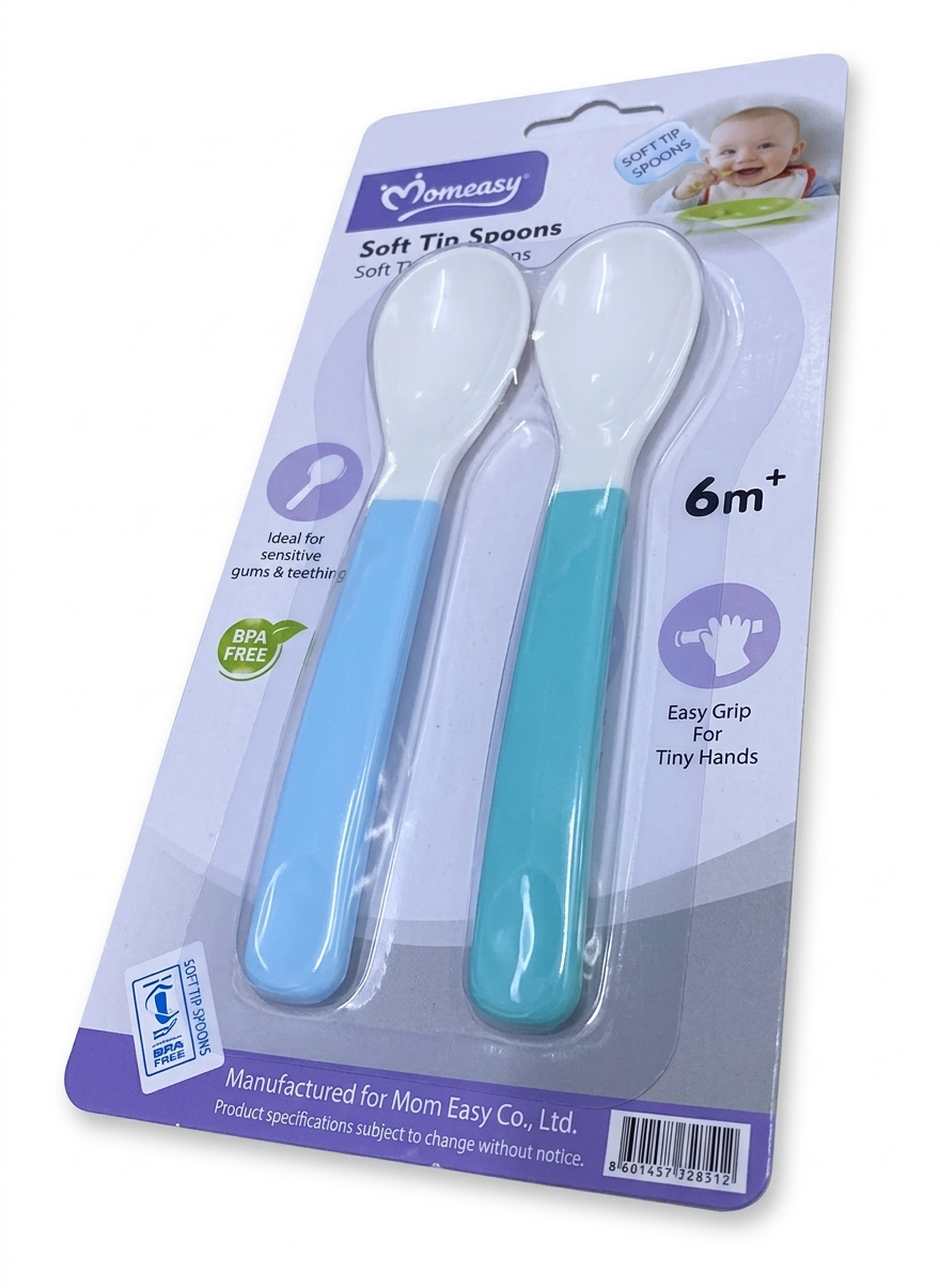 Momeasy 2-Pack Soft Silicone Feeding Spoons | BPA-Free Baby Weaning Set