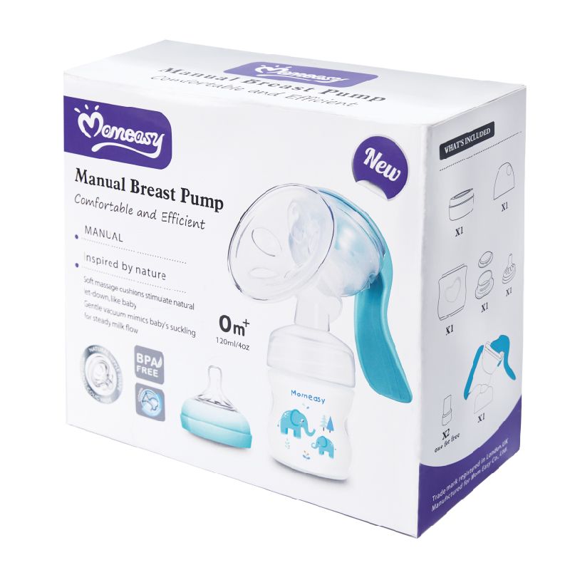 Momeasy Manual Comfort Breast Pump | BPA-Free Ergocare Design Momeasy Manual Breast Pump, a hand-operated, BPA-free