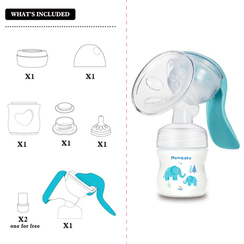 Momeasy Manual Comfort Breast Pump | BPA-Free Ergocare Design Momeasy Manual Breast Pump, a hand-operated, BPA-free