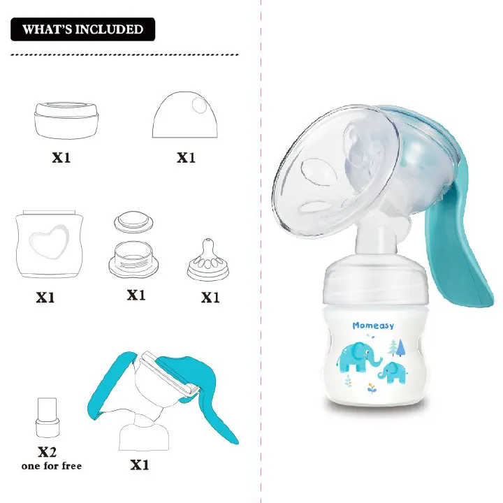 Momeasy Manual Comfort Breast Pump | BPA-Free Ergocare Design Momeasy Manual Breast Pump, a hand-operated, BPA-free