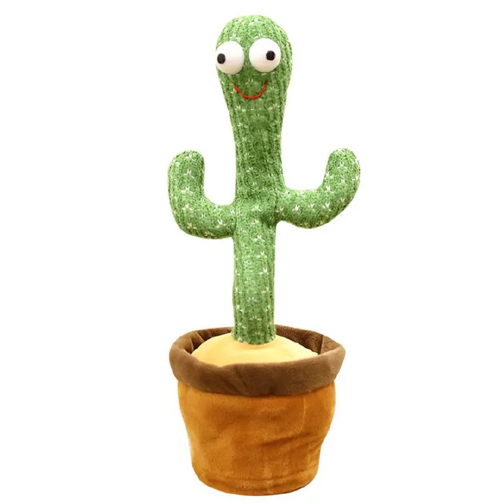 Talking & Dancing Cactus Toy – Interactive Musical Plush with Recording & LED Lights