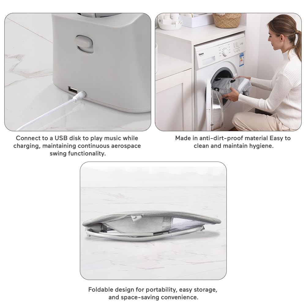 Mastela 4 in 1 Swing Rocker Automatic for Newborn Baby 0 to 18 Month Girl & Boy with 4- Swing Modes, Detachable Tray, Backrest Adjustment Bassinet, Bluetooth Playback