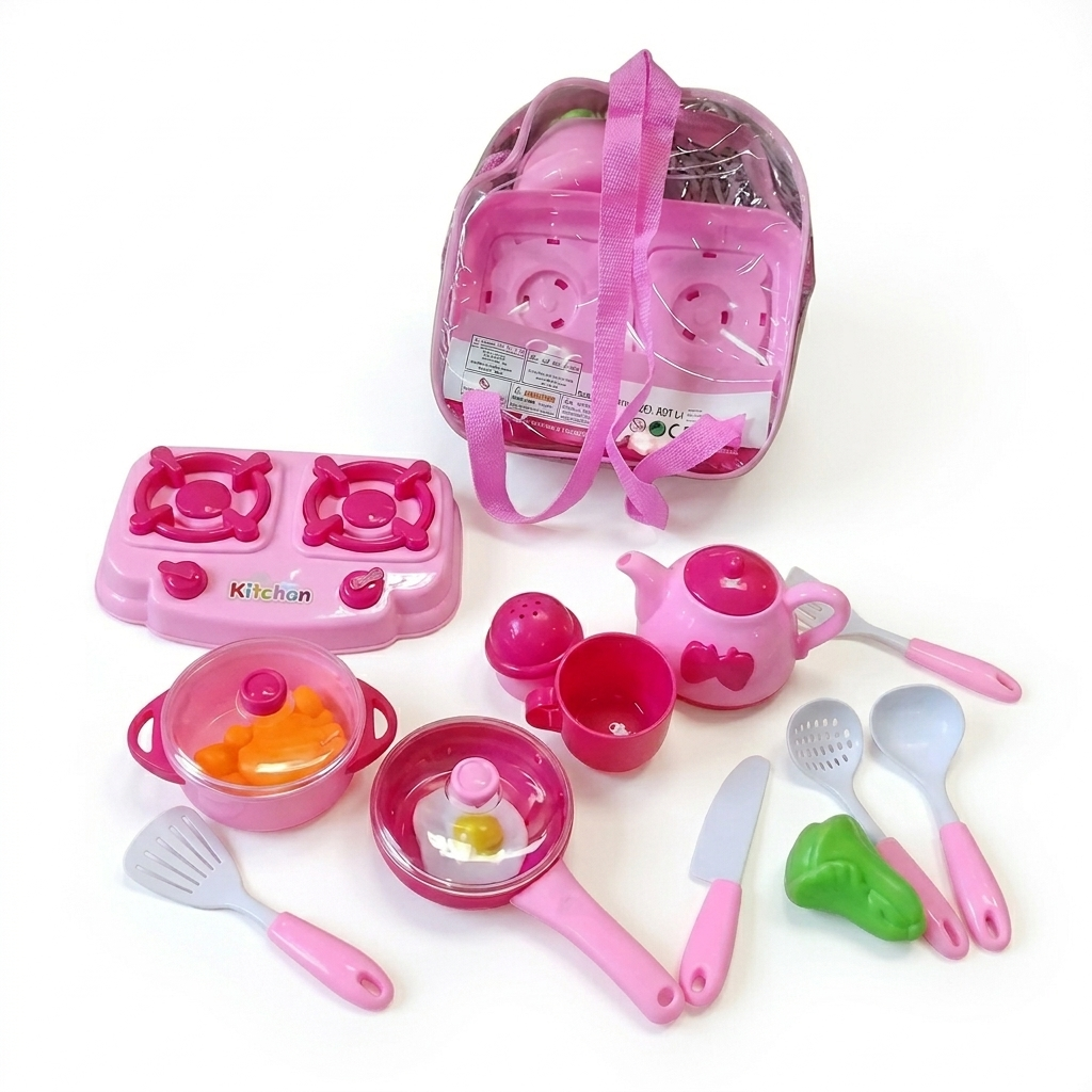 15-Piece Portable Princess Kitchen Backpack Playset – Complete "Cook & Go" Culinary Studio with Play Food & Accessories