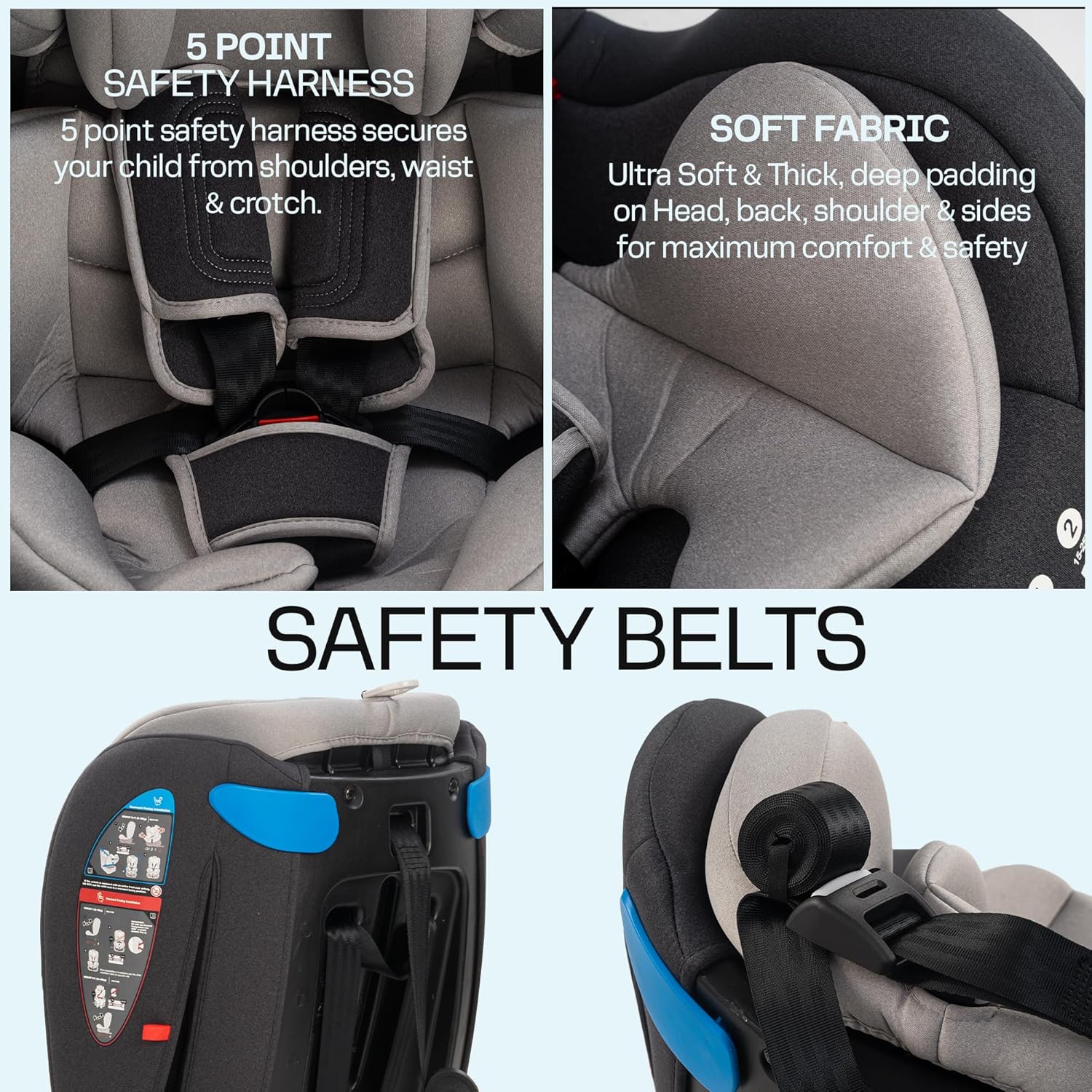 Convertible Car Seat for Baby 0 to 12 Years with 360° Rotatable, ISOFIX, 3 Position Recline, Headrest Adjustable | ECE R44/04 Safety Certified | Baby Car Seat for Toddlers Kids Boy Girl
