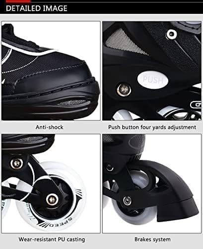 Adjustable Flashing 4-Wheel Inline Roller Skates – Medium Size (38-42) with LED Illuminating Wheels