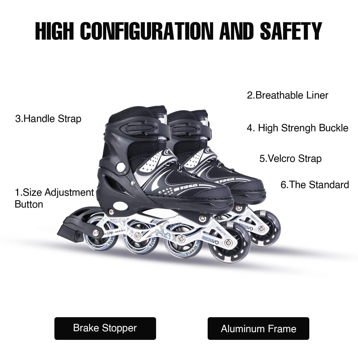 Adjustable Flashing 4-Wheel Inline Roller Skates – Small Size (31–34) with LED Illuminating Wheels