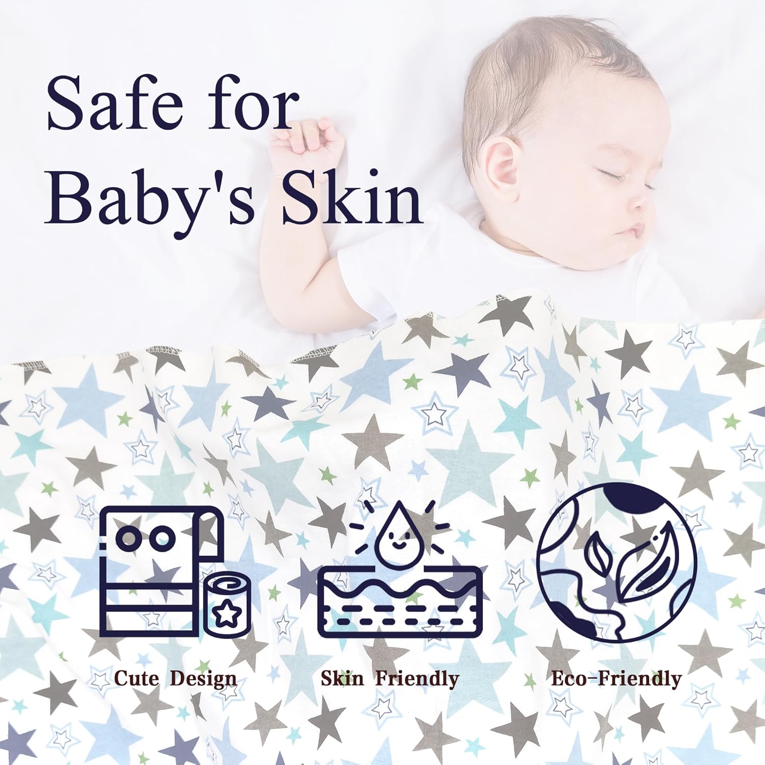 6-Pack Assorted Cotton Baby Flannels – Super Soft & Multi-Purpose Nursing Towels