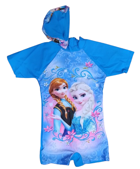 Girls' Cartoon-Themed One-Piece Swimsuit & Matching Waterproof Swim Cap Set