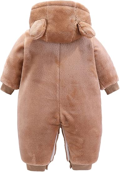 Fashion Baby Hooded Fluffy Romper – High-Quality Warm Winter Sleepsuit For Boys and Gils