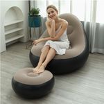 ✅Inflatable Lazy Sofa with foot step comes with free pump 💹Optional Spherical Outdoor Inflatable Sofa PVC Plush Football Sofa Lazy Lounge Chair comes with a free pump and A FREE SOFA WIPE TOWEL