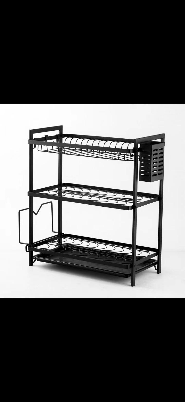 3 tier dish  high quality carbon steel Dish rack utensil organizer 3 layers dish drainer
