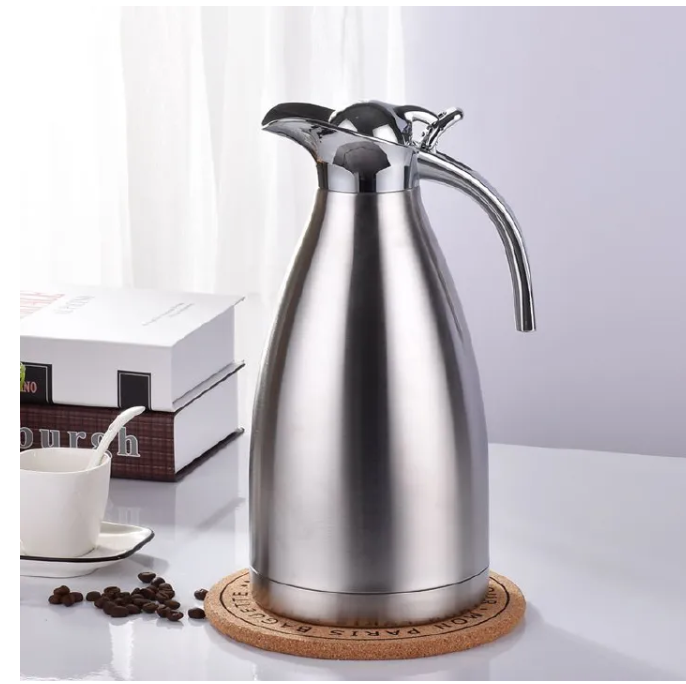 2.0L Stainless Steel Vacuum Coffee Pot Vacuum Thermos Flask Kettle Silver 2L