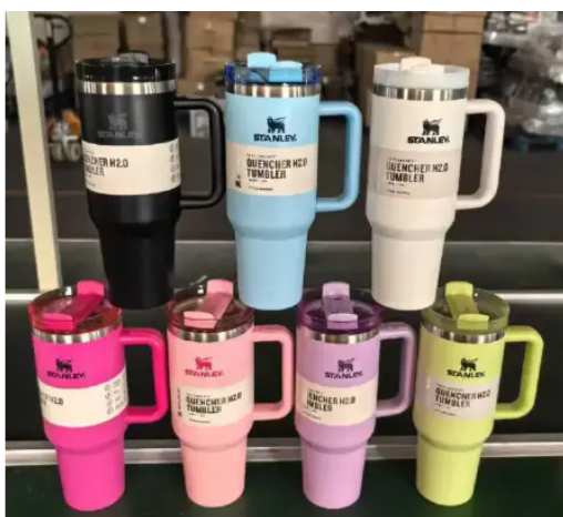 STANLEY CUPS Stainless Steel plain Tumbler with Handle & Straw Lid, Insulated Reusable Stainless Steel Travel Mug double wall vacuum insulation technology, keeping your drinks at the perfect temp