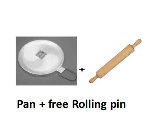 Heavy Duty Chapati Pan FOR PANCAKES AND CHAPATI PAN FOR KITCHEN + Wooden Rolling Pin / Dough Roller Roti roller chapati roller
