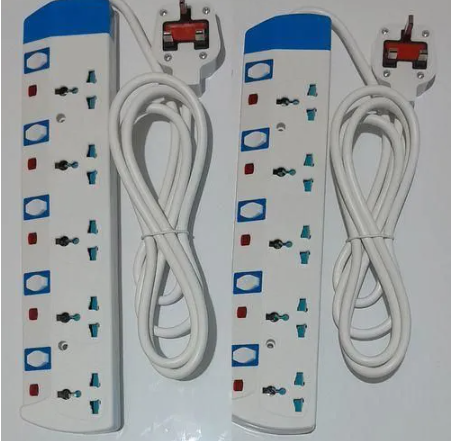 Power King Fridge,Tv ,Iron Box And Electric Kettle Support Heavy Duty TWO 5 Way Power Extension Cable