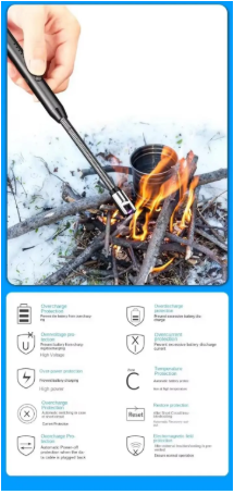 Windproof USB Rechargeable BBQ Lighter KWindproof USB Rechargeable BBQ Lighter Kitchen Tool Outdoor BBQ Flashlight Lightertchen Tool Outdoor BBQ Flashlight Lighter