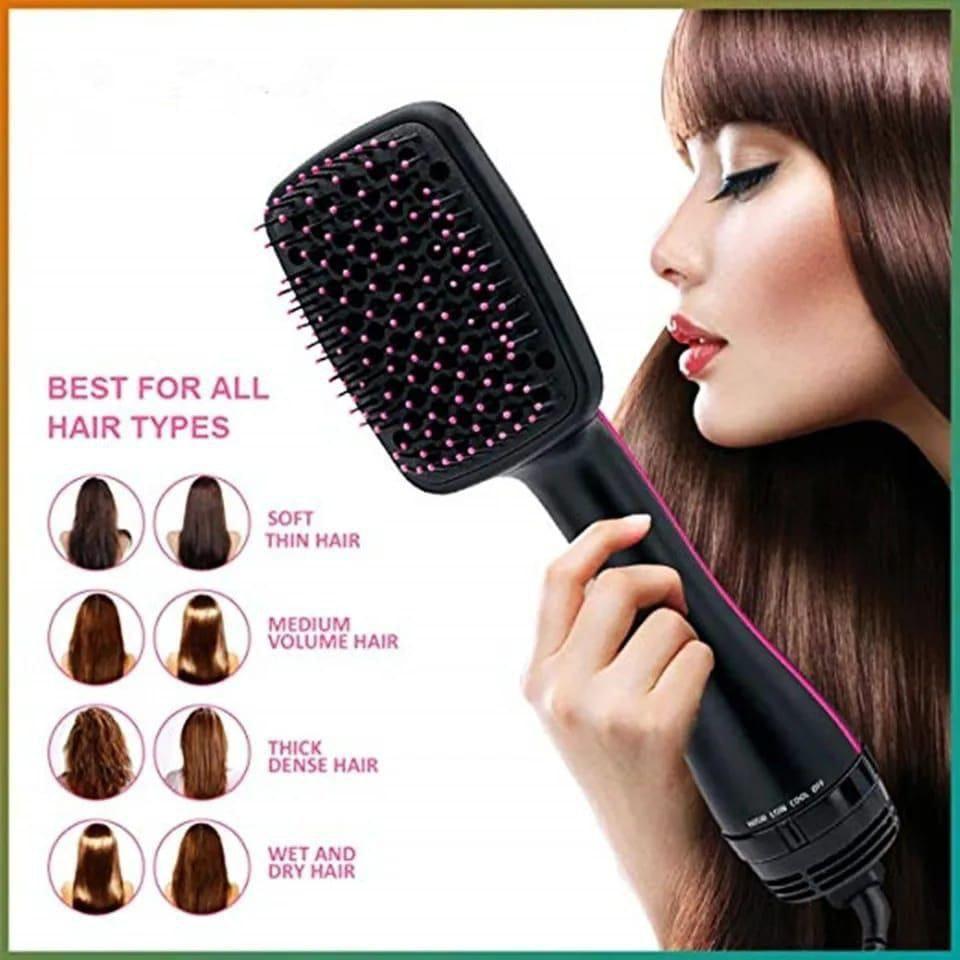3-in-1 Hair Straightener Brush Brush with Anti-Scald Feature,110-240V 1000W Travel Size, Negative ions Fast Heating