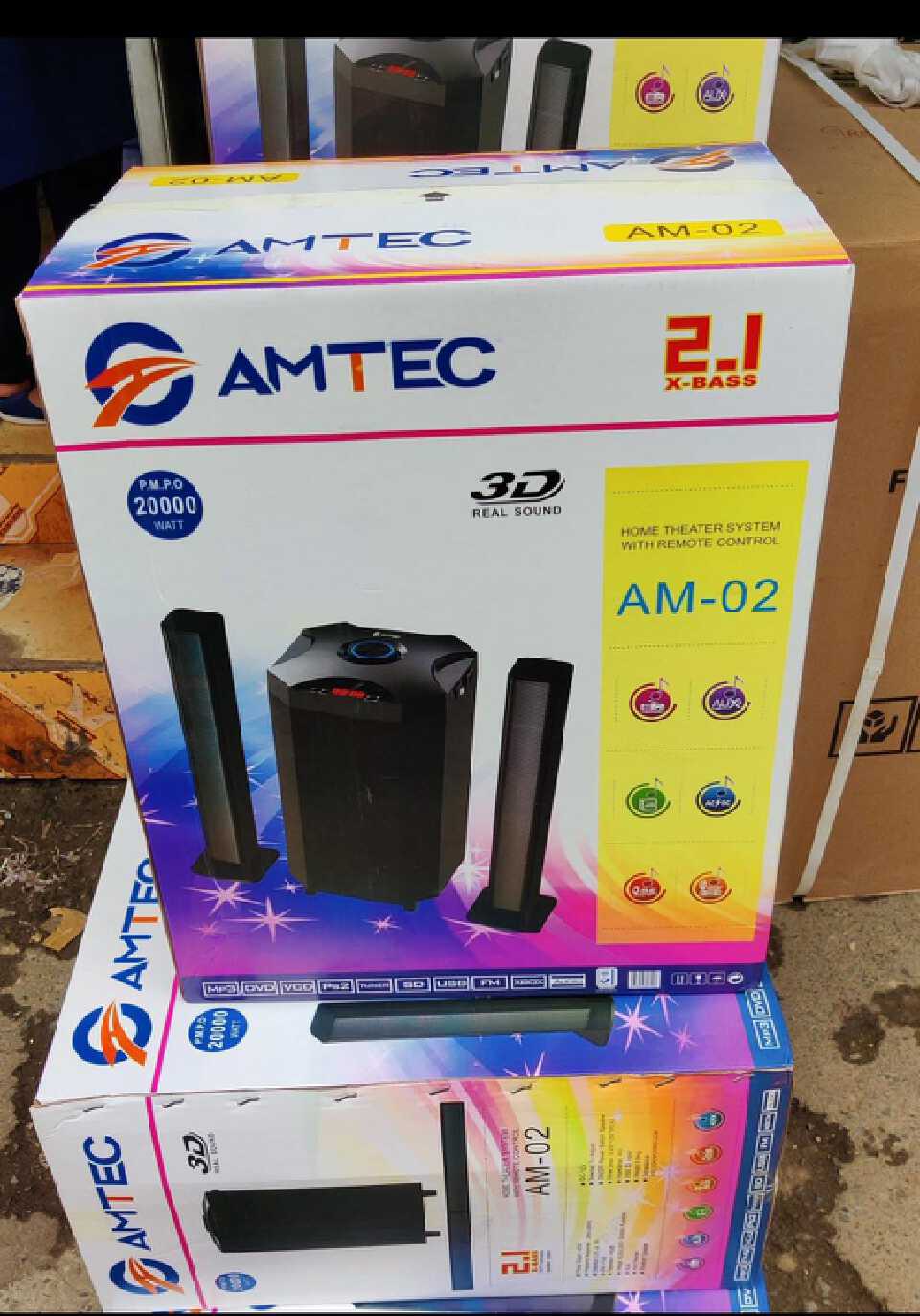 AMTEC AM-02 2.1 20000W HI-FI MULTIMEDIA SPEAKER SYSTEM. The sub-woofer gives you the best quality sound in a neat, compact unit.
